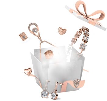 13 juwelen en 11 verrassingskralen voor een doe-het-zelf-adventskalender - roségoud en kristal