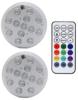 13 Led Rgb Submersible Licht Rf Afstandsbediening 16 Kleuren Onderwater Verlichting Zwembad Decoratieve Verlichting Met Magneet & Zuig cup 1 controleur 2 Lamp