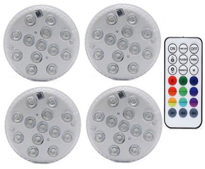 13 Led Rgb Submersible Licht Rf Afstandsbediening 16 Kleuren Onderwater Verlichting Zwembad Decoratieve Verlichting Met Magneet & Zuig cup 1 controleur 4 Lamp