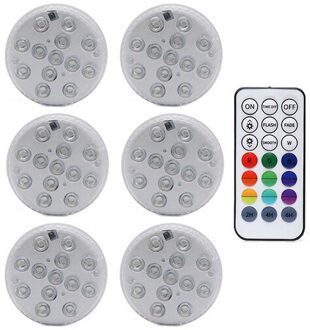 13 Led Rgb Submersible Licht Rf Afstandsbediening 16 Kleuren Onderwater Verlichting Zwembad Decoratieve Verlichting Met Magneet & Zuig cup 1 controleur 6 Lamp