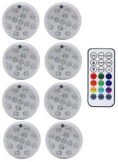 13 Led Rgb Submersible Licht Rf Afstandsbediening 16 Kleuren Onderwater Verlichting Zwembad Decoratieve Verlichting Met Magneet & Zuig cup 1 controleur 8 Lamp