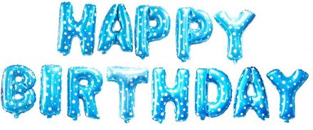 13 STKS Karakter Gelukkige Verjaardag Folie Ballonnen Folie Letters Ballonnen Globos voor Kids 1st Verjaardagspartij 16 "Ballon) blauw