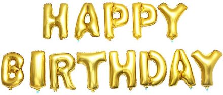 13 STKS Karakter Gelukkige Verjaardag Folie Ballonnen Folie Letters Ballonnen Globos voor Kids 1st Verjaardagspartij 16 "Ballon) goud