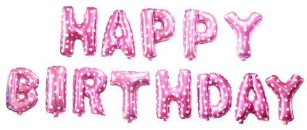 13 STKS Karakter Gelukkige Verjaardag Folie Ballonnen Folie Letters Ballonnen Globos voor Kids 1st Verjaardagspartij 16 "Ballon) roze