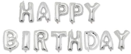 13 STKS Karakter Gelukkige Verjaardag Folie Ballonnen Folie Letters Ballonnen Globos voor Kids 1st Verjaardagspartij 16 "Ballon) zilver