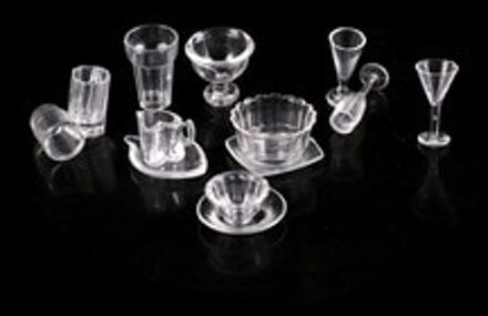 13 Stks/partij Servies Set Plaat Cup Schotel Kom Poppenhuis Miniatuur Speelgoed Pop Voedsel Keuken Woonkamer Accessoires 1:12 Schaal