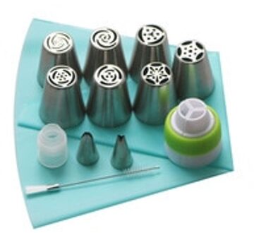 13 Stks/set Russische Icing Piping Tips 1 Pcs Siliconen Tas 2 Koppeling Blad Nozzles Borstel Cupcake Cake Decorating Diy dessert