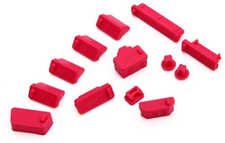 13 Stks/set Universele Laptop Notebook Siliconen Anti Dust Ports Cover Plug Cap Rood