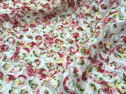 130*100Cm Bloem 3D Lady Prom Dress Applique Diy Bruids Hoofdtooi Sluier Geborduurde Kant Stof Patch Gordijn Tas gratis