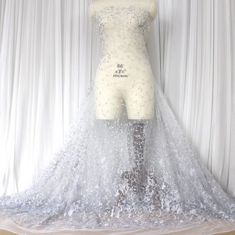 130*100Cm Wedding Dress Bridal Applique Diy Bruids Hoofdtooi Sjaal Veil Geborduurde Lace Stof Patch Gordijn Gratis grijs