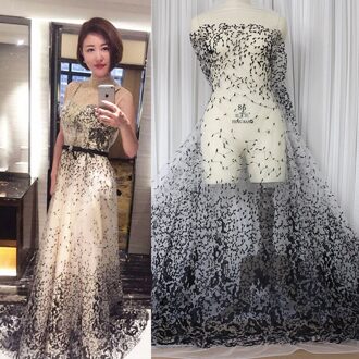 130*100Cm Wedding Dress Bridal Applique Diy Bruids Hoofdtooi Sjaal Veil Geborduurde Lace Stof Patch Gordijn Gratis wit