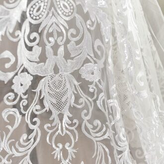 130*100Cm Wit Wedding Dress Bridal Applique Diy Bruids Hoofdtooi Sjaal Veil Geborduurde Lace Stof Patch Gordijn