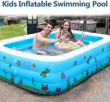 130/110CM Kids Inflatable Pool Family Rectangular Inflatable Swimming Pool Bathing Tub Kids Indoor Outdoor Summer Swimming Pool