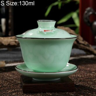 130/140 ml Longquan Celadon Kung Fu Thee Set Keramische Gaiwan Hand Geschilderd Landschap Thee Terrine Thuis Theewaar Master cup Drinkware