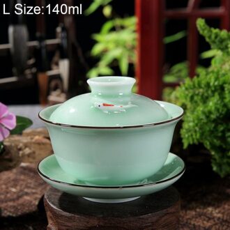 130/140 ml Longquan Celadon Kung Fu Thee Set Keramische Gaiwan Hand Geschilderd Landschap Thee Terrine Thuis Theewaar Master cup Drinkware