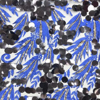 130*90Cm Lovertjes 3D Bruiloft Prom Dame Jurk Applique Diy Bruids Hoofdtooi Sjaal Veil Geborduurde Lace Stof Patch gordijn Blauw