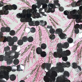 130*90Cm Lovertjes 3D Bruiloft Prom Dame Jurk Applique Diy Bruids Hoofdtooi Sjaal Veil Geborduurde Lace Stof Patch gordijn roze