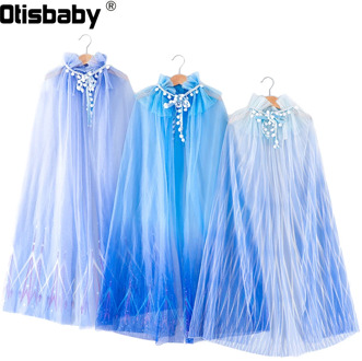 130 cm Summer Snow Queen Party Princess Cape Child Fancy Girls Anna Elsa Dress Cloak Christmas Halloween Costume Elza Dress Up