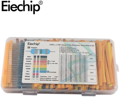 130 Values 1/4W 0.25W 1% resistor pack set diy Metal Film Resistor Kit Lot Resistors Assortment Kits Fixed resistor 2600pcs/lot