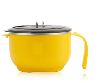 1300Ml Rvs 304 Lnstant Noedelkom Met Cover Student Netto Rode Nacht Cup Kantoormedewerker Lunch Box Magnetron servies geel / 1300ml