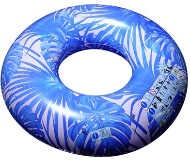 130Cm Double Side Printing Ring Blauw Blad Opblaasbare Zwemmen Ring Gedrukt Tropische Planten Zwembad Ring Voor Volwassen