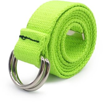 130Cm Mode Neutrale Nylon Canvas Riem Afdrukken D Ring Dubbele Gesp Student Riem Canvas Tailleband Riem Met Dubbele Gesp FluorescentGreen