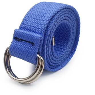130Cm Mode Neutrale Nylon Canvas Riem Afdrukken D Ring Dubbele Gesp Student Riem Canvas Tailleband Riem Met Dubbele Gesp stijl 2 SkyBlue
