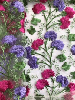 130Cm Roze Rood Wedding Dress Bridal Applique Diy Bruids Hoofdtooi Sjaal Sluier Gordijn Geborduurde Kant Stof Patch paars fuscia