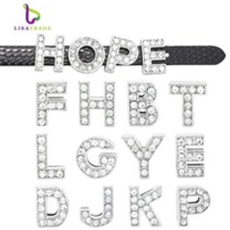 130pcs 8mm Volledige Rhinestone Engels Alfabet A-Z DIY Slide letters. slide brief. Charm fit Armband/polsbandje LSSL01 * 130
