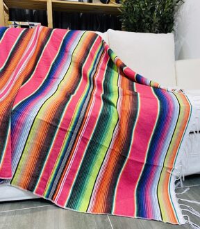 130X170Cm Mexico Party Rainbow Tafelkleed Tafels Vlag Picknick Bbq Mat Strand Pad Weerbarstige Handdoek Dekens Voor sofa Beddengoed Reizen heet roze