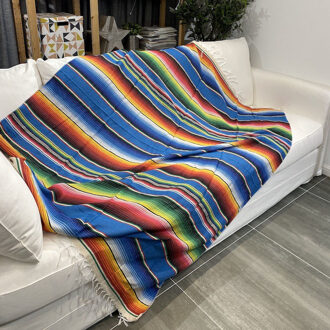 130X170Cm Mexico Party Rainbow Tafelkleed Tafels Vlag Picknick Bbq Mat Strand Pad Weerbarstige Handdoek Dekens Voor sofa Beddengoed Reizen koninklijk blauw