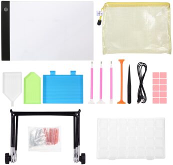 133 Stuks Diy Diamonds Schilderen Gereedschap En Accessoires Kits Met A4 Tracing Light Box Multi-Size Diamanten Pen Lade kits 123stk tools reeks