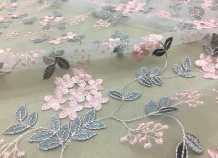 135*100Cm Bloemen Lady Meisje Kind Jurk Applique Diy Hoofdtooi Sjaal Veil Geborduurde Lace Stof Patch Gordijn roze