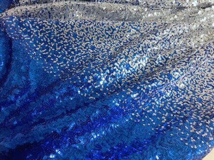 135Cm Geleidelijke Royal Blue Silver Lovertjes Prom Avondjurk Kinderen Jurk Applique Diy Stof Patch