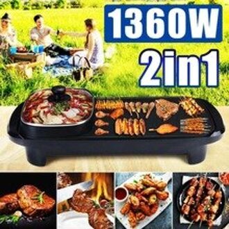 1360W 220V Multifunctionele Elektrische Pot Oven Rookloze Barbecue Pan Thuis Bbq Grills Gebraden Vlees Schotel Plaat Buffet Pot