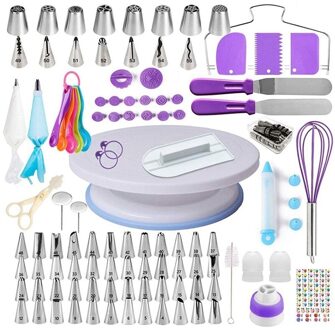 137 Stks/set Cake Turntable Decorating Set Pastry Piping Buis Fondant Cake Dessert Gebak Bakken Tool Cake Decorating Kit Bakvormen