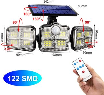 138 Smd Led Super Heldere Zonne-verlichting 120 Led IP65 Waterdichte Outdoor Indoor Solar Lamp Met Verstelbare Hoofd Breed Verlichting hoek C-122 SMD