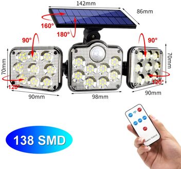 138 Smd Led Super Heldere Zonne-verlichting 120 Led IP65 Waterdichte Outdoor Indoor Solar Lamp Met Verstelbare Hoofd Breed Verlichting hoek C-138 SMD