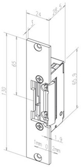 13805 Elektrische inbouw deuropener type 138 | spanningsloos ontgrendeld | met diode | fafix | 24V= | DIN links en DIN rechts. - 10025018