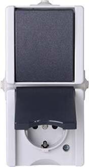 139356003 proAQA Compleet Schakel-/stopcontact combinatie spatwaterdicht Grijs 1 stuks