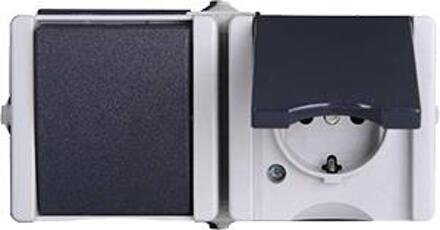 139456006 proAQA Compleet Schakel-/stopcontact combinatie spatwaterdicht Grijs 1 stuks