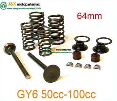 139QMB 139QMA GY6 50cc 60cc 80cc 100cc Cylindr Hoofd Kleppen 64Mm Intake & Uitlaat Kleppen Set Met Valve Spring montage Kit