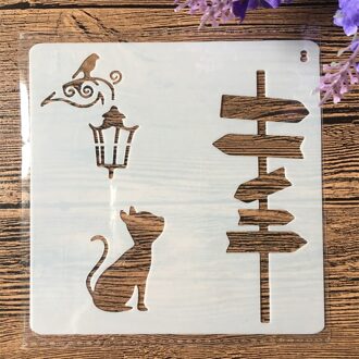 13Cm Kat Road Sign Diy Gelaagdheid Stencils Muur Schilderen Plakboek Kleuring Embossing Album Decoratieve Kaart Template