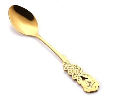 13Cm Rose Bloem Koffie Lepel Roestvrij Creatieve Koffielepel Theelepel Dessert Snack Scoop Ijs Mini Kitchentableware 2