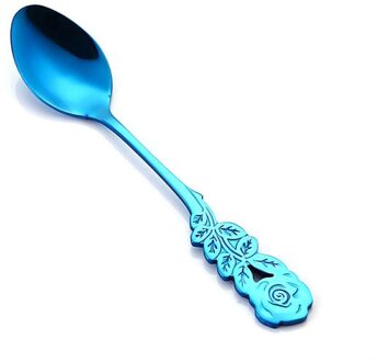 13Cm Rose Bloem Koffie Lepel Roestvrij Creatieve Koffielepel Theelepel Dessert Snack Scoop Ijs Mini Kitchentableware 7