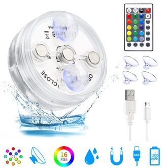 13Led Remote Controlled Rgb Submersible Licht Usb Operated Onderwater Night Lamp Outdoor Vaas Kom Tuin Partij Decoratie 1stk