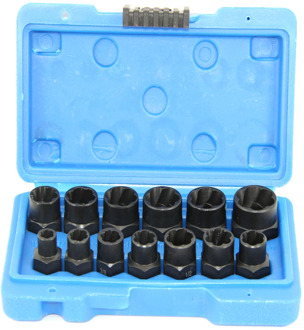 13Pcs 3/8in. Drive Twist Socket Set Wheel Lock Nut Remover High Bolt Nut Extractor Set 6-19mm