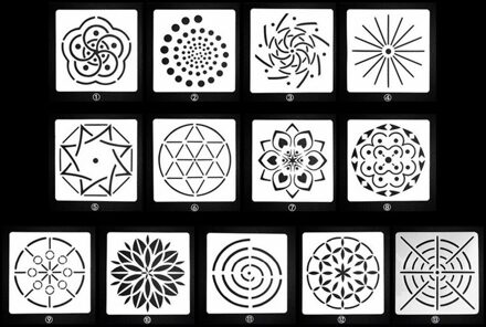 13PCS Diverse Patroon Mandala Puntjes Schilderij Tekening Stencils Template Tool voor DIY Craft Meubels Hout Canvas Rotsen Stoffen