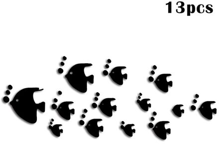 13Pcs DIY Tropical Fish 3D Mirror Wall Sticker Removable Acrylic Wall Decals Home Decor LAD zwart