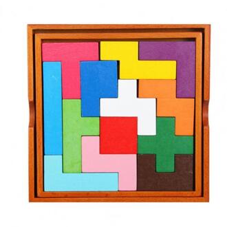 13Pcs Houten Blok Brain Teaser Puzzel Vroege Educatief Speelgoed Kids Pre-School Kleurrijke 3D Puzzel Tangram math Speelgoed veelkleurig